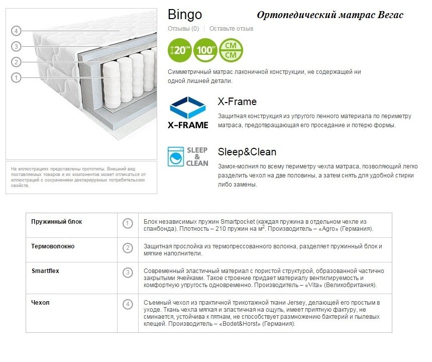 Купить матрас Вегас Bingo Smart в Беларуси. Цены и скидки на ортопедические матрасы