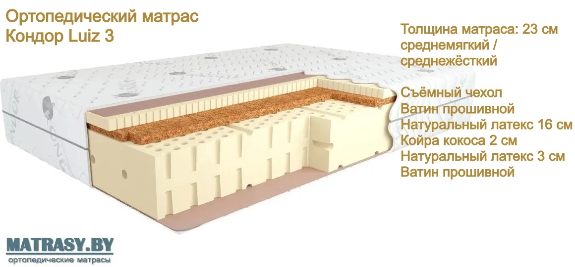 Беспружинный матрас Кондор Luiz 3 купить в Сморгони недорого